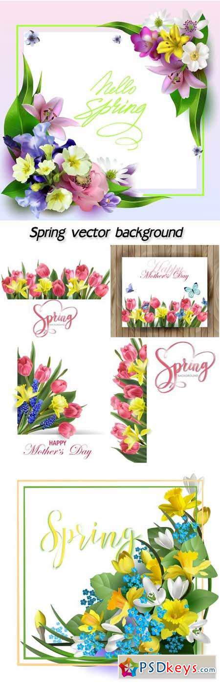 Spring vector background with flowers
