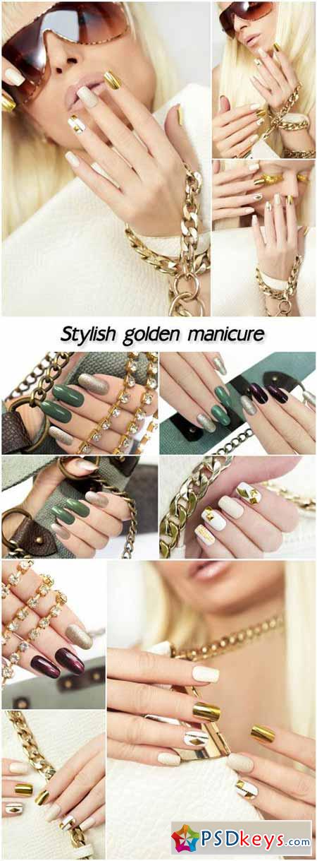 Stylish golden manicure