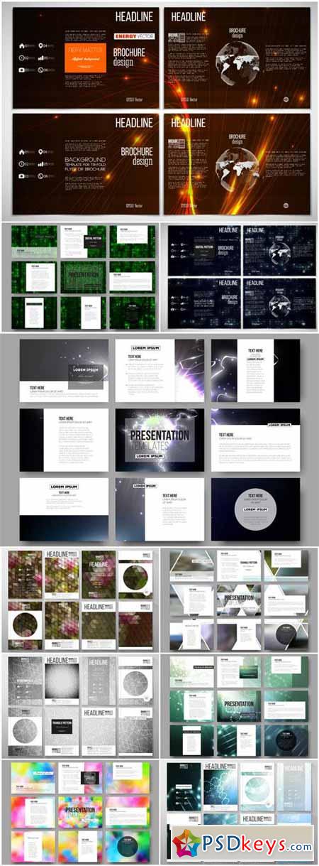 Set of vector templates for presentation slides, brochure, design template