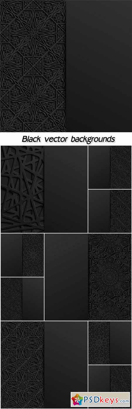 Black vector backgrounds with patterns