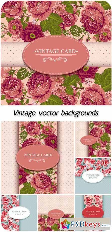 Beautiful vector backgrounds with vintage flowers
