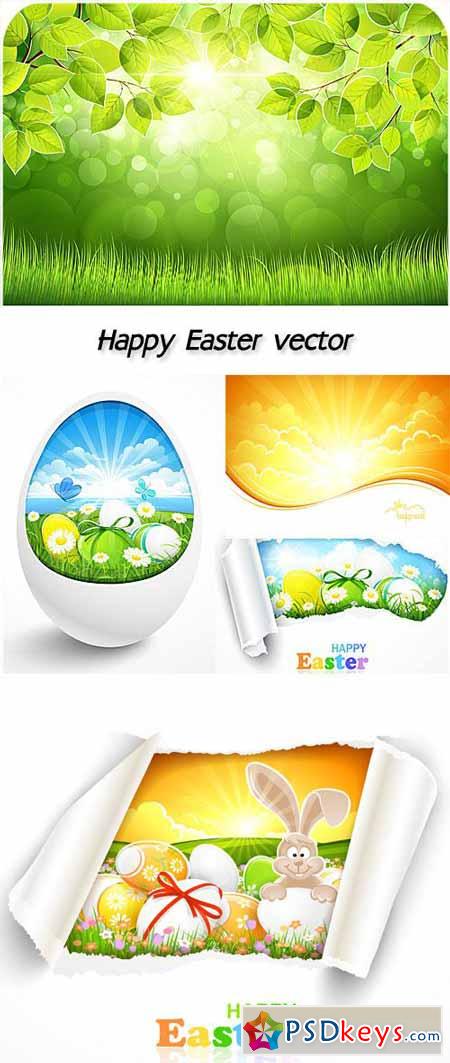 Happy easter vector, rabbit and Easter eggs