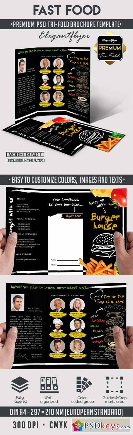 Fast Food  Free Tri-Fold Brochure PSD Template