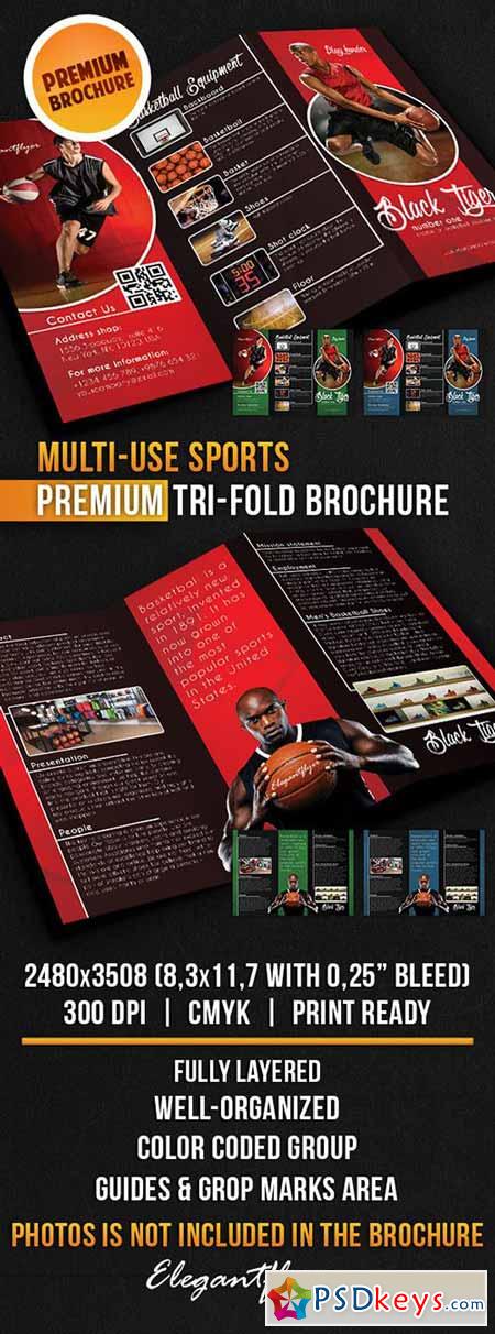 Multi-use Sports Tri-Fold Brochure PSD Template