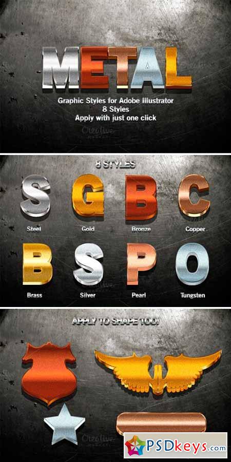 Metal Graphic Styles for Illustrator 96011 » Free Download Photoshop