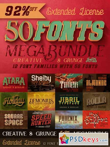 Creative & Grunge Fonts Megabundle 567982