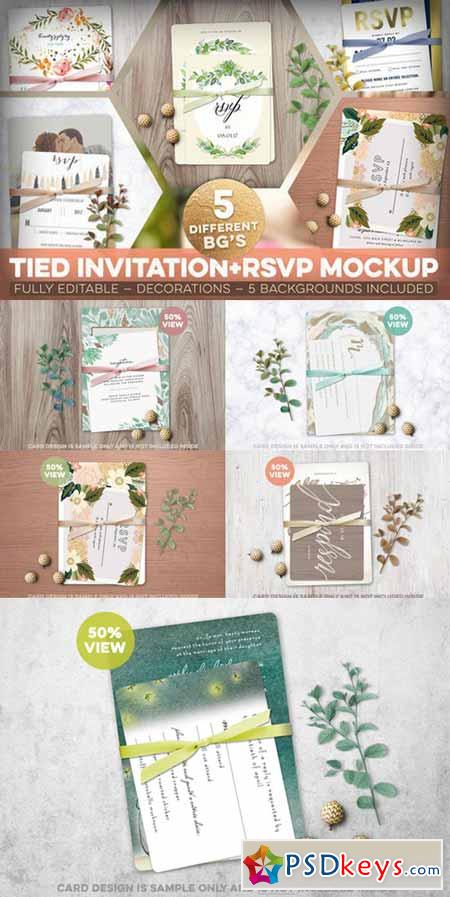 Tied Invitation+RSVP Mockup 548387