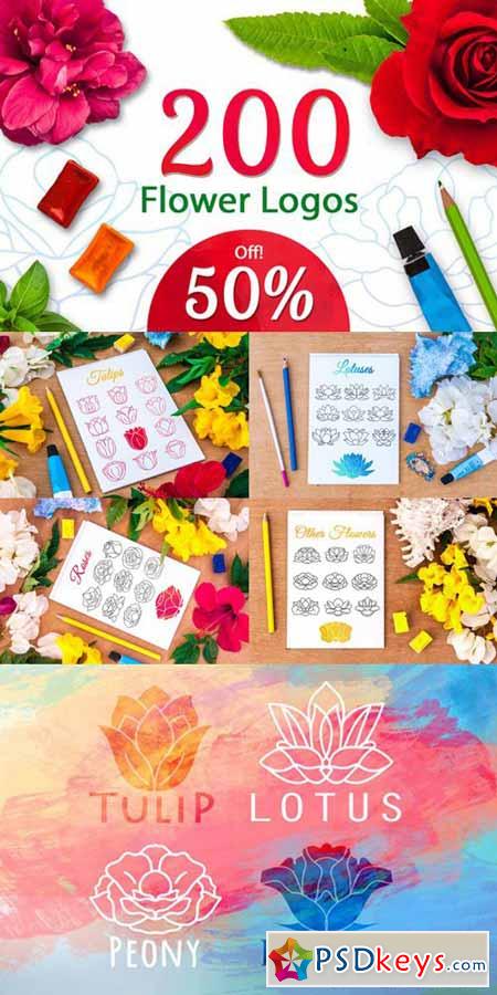 200+ Flower Logos Bundle 566557
