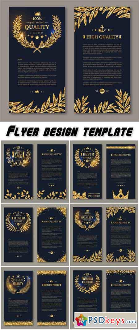 Flyer design layout template, business brochure design with golden design, glittering premium vip design