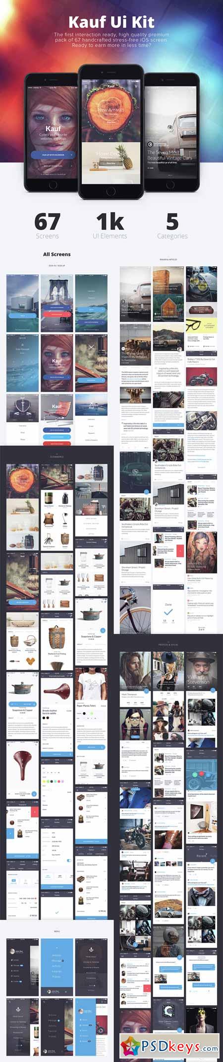 Kauf iOS UI Kit - 67+ Template for Sketch