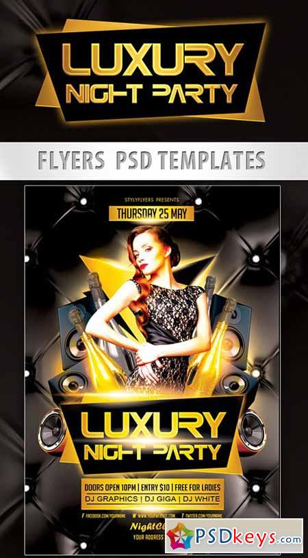 Luxury Night Party Flyer PSD Template + Facebook Cover
