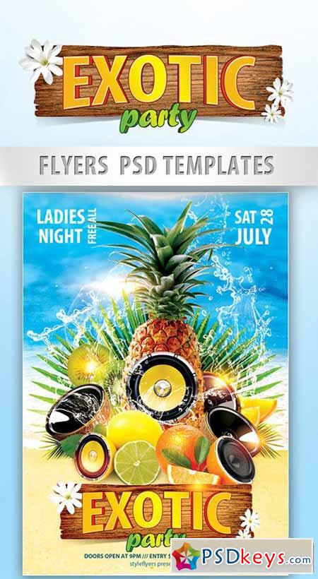 Exotic Party Flyer PSD Template + Facebook Cover