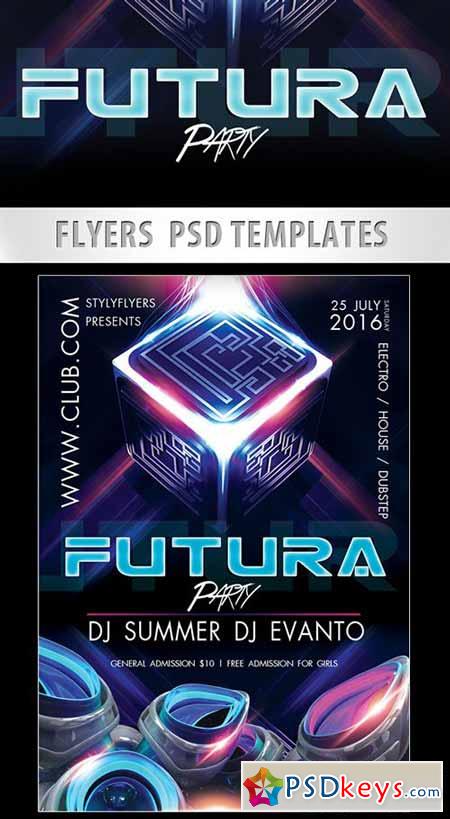 Futura Party Flyer PSD Template + Facebook Cover