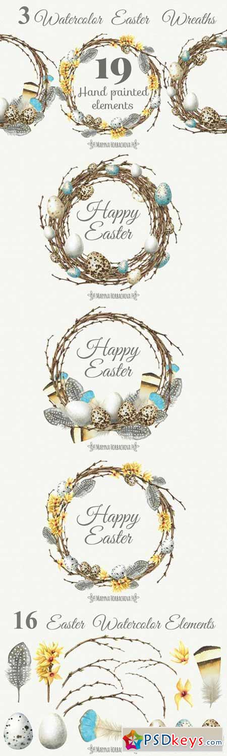 Watercolor Easter Wreaths 567985