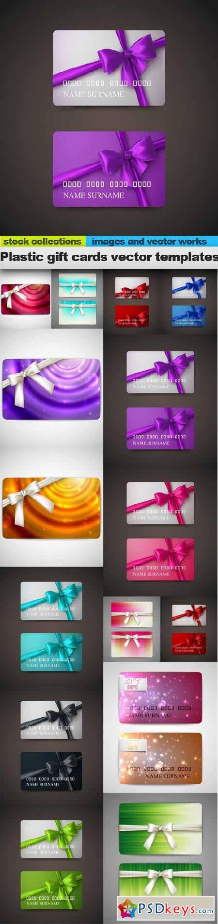 Plastic gift cards vector templates, 15 x EPS