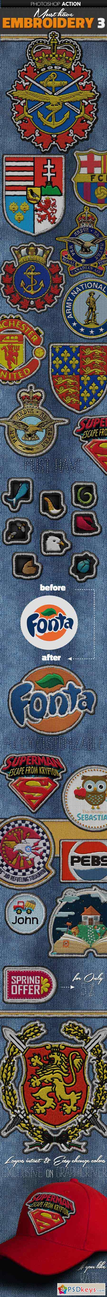 Embroidered Logo Badge Photoshop Action 15284525
