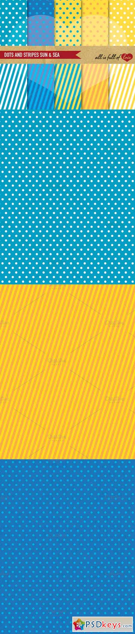 Yellow Blue Illustration Pattern Set 587035