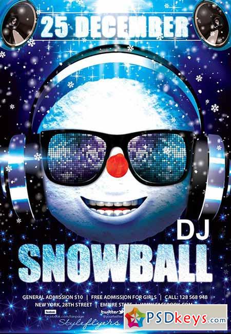DJ Snowball PSD Flyer Template + Facebook Cover