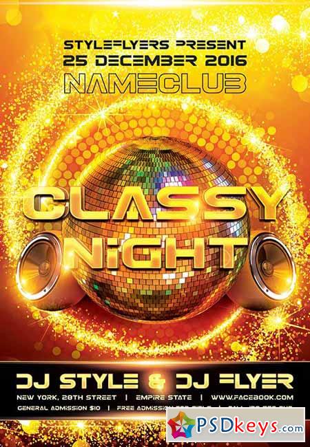 Classy Night PSD Flyer Template + Facebook Cover