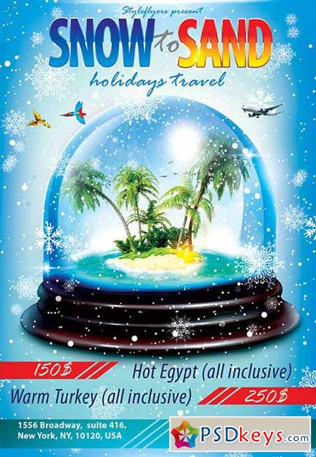 Snow to Sand – Holidays Travel PSD Flyer Template + Facebook Cover