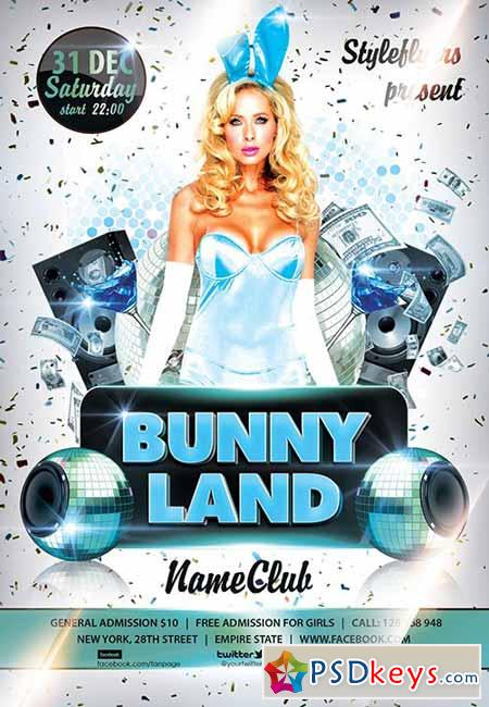 Bunny Land PSD Flyer Template + Facebook Cover