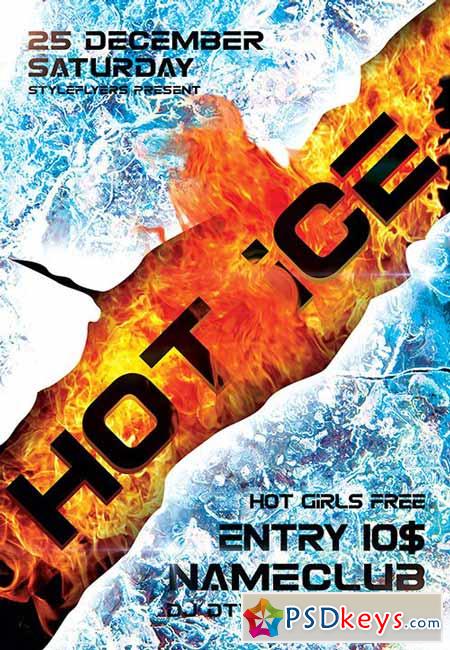 Hot Ice Party PSD Flyer Template + Facebook Cover