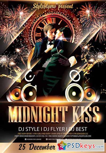 Midnight Kiss Party PSD Flyer Template + Facebook Cover