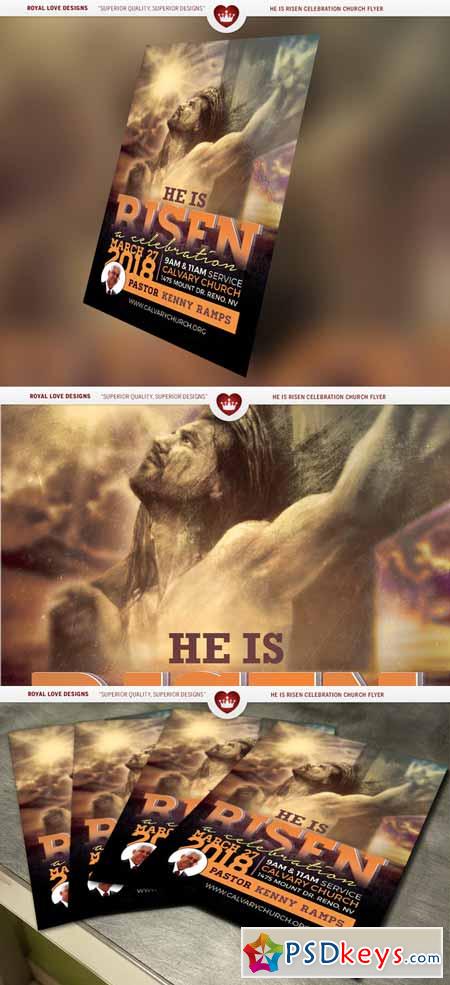 He is Risen Celebration Church Flyer 585492