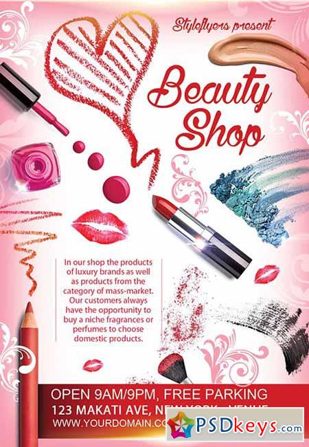 Beauty Shop Flyer PSD Template + Facebook Cover