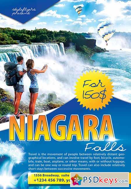 Niagara Falls Travel PSD Flyer Template + Facebook Cover