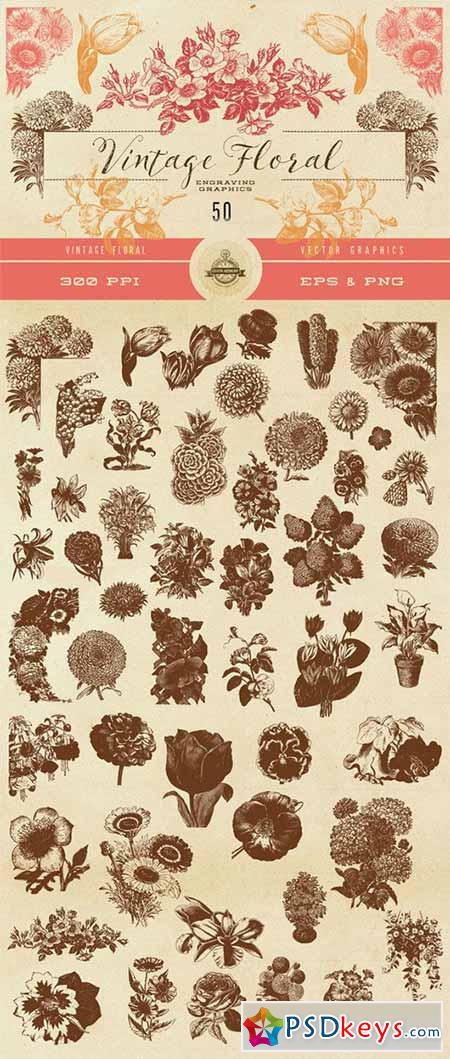 Vintage Flower Vector Graphics 576425