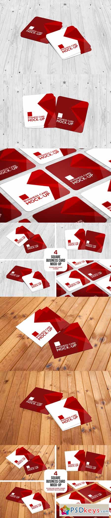 Square Business Card Mockup Set 594371