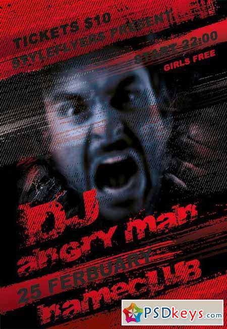 Dj Angry Man Flyer PSD Template + Facebook Cover