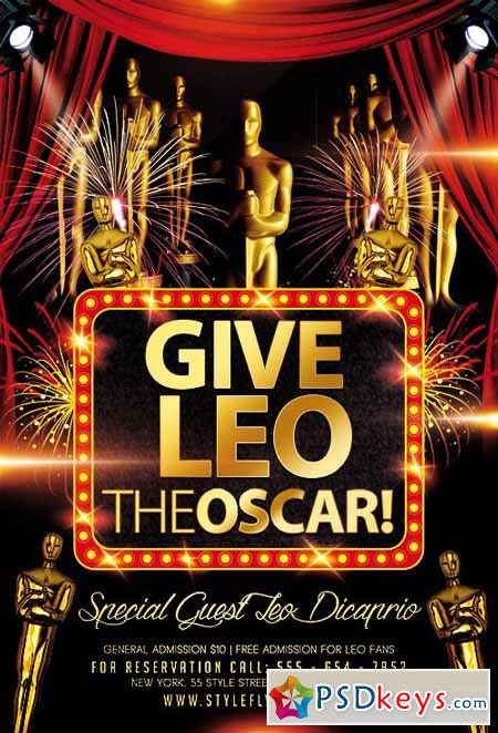 Give Leo the Oscar PSD Flyer Template + Facebook Cover