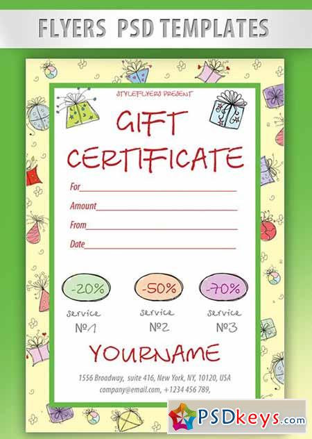 Gift Certificate Flyer PSD Template + Facebook Cover