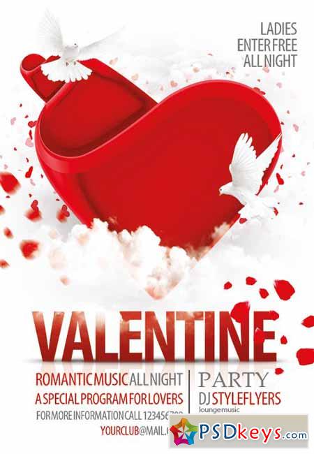 Valentine Party Flyer PSD Template + Facebook Cover