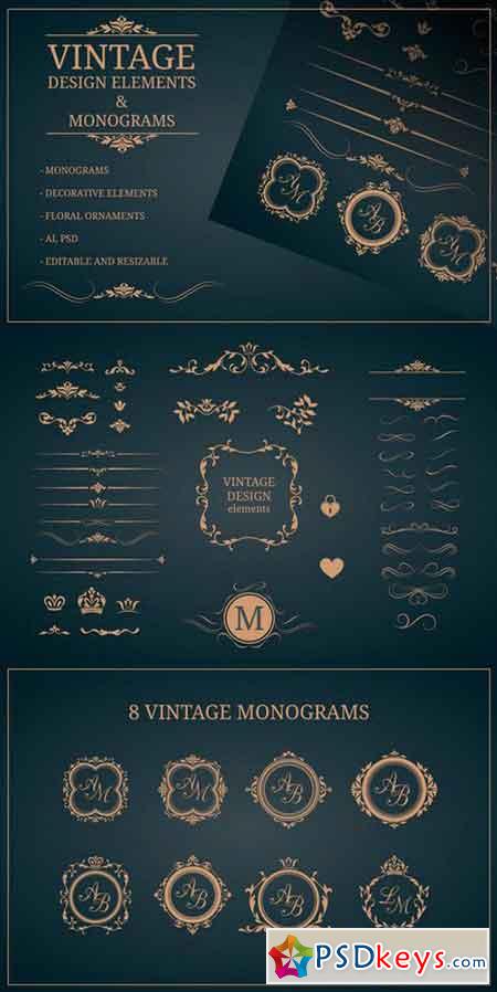 Vintage design elements &monograms 555539