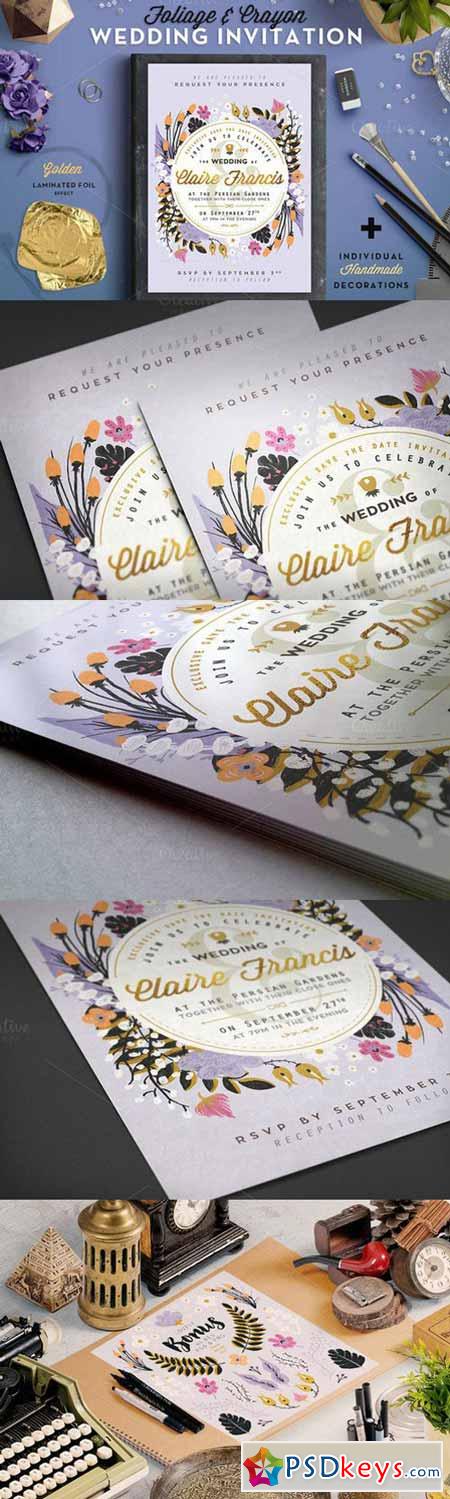 Foil & Crayon Wedding Invite III 604928