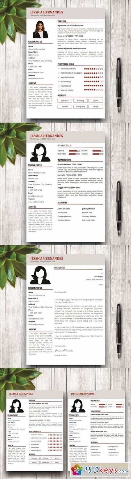 Clean Resume Template + Cover Letter 589990