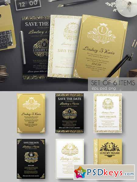 Set of gold luxury cards - vecor 593216