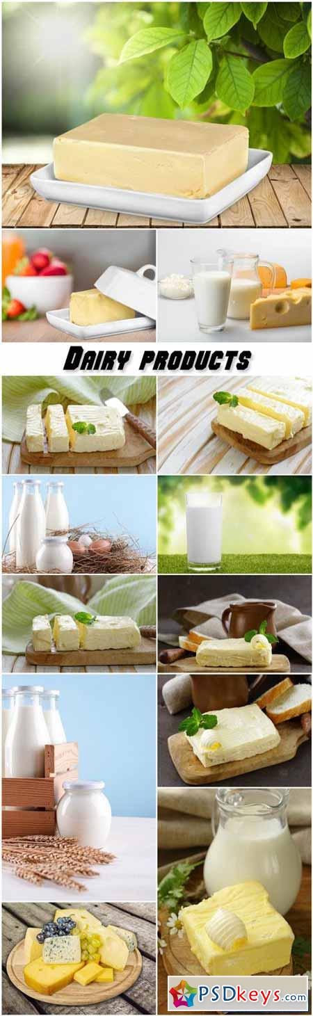 Dairy products, butter, milk, cheese