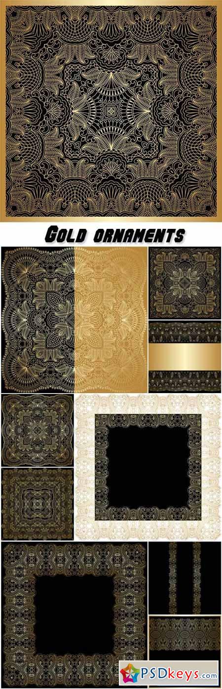 Gold ornaments, vector backgrounds with patterns
