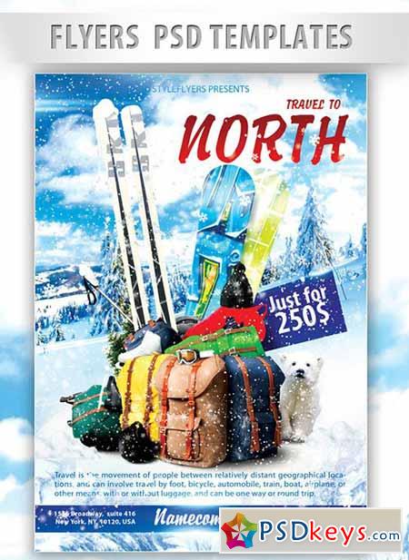 Travel to North PSD Flyer PSD Template + Facebook Cover
