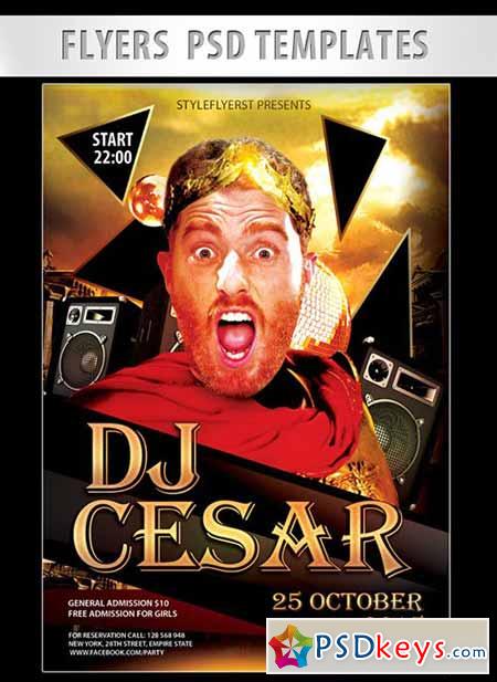 DJ Cesar Flyer PSD Template + Facebook Cover