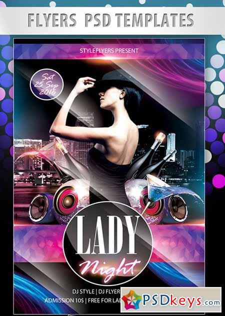 Lady Night Flyer PSD Template + Facebook Cover