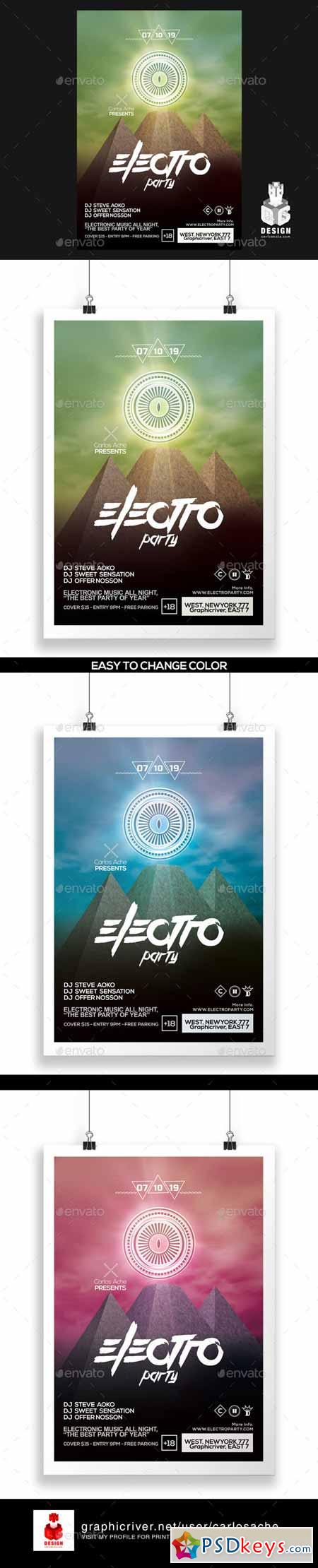 Electro Party Flyer - Poster Template 12142668