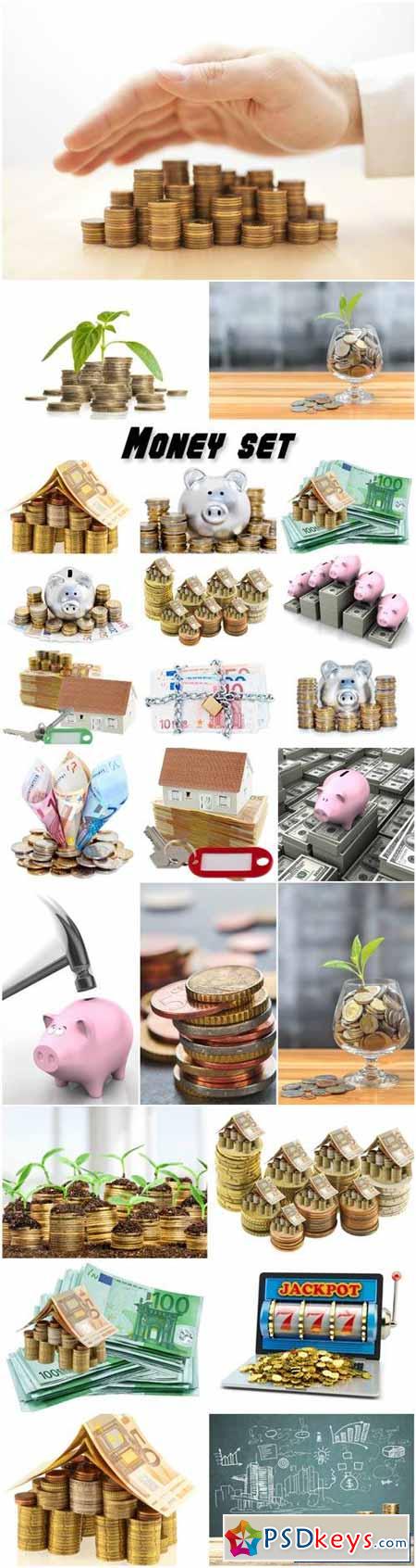 Money, coins and different denominations