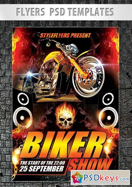 Biker Show Flyer PSD Template + Facebook Cover