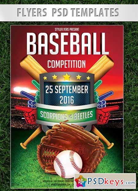 Baseball Competition Flyer PSD Template + Facebook Cover