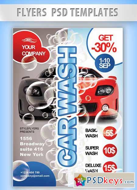Car Wash Flyer PSD Template + Facebook Cover